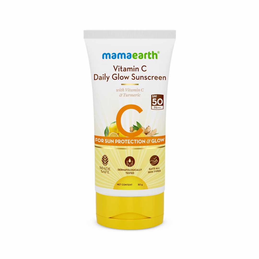 Mamaearth,Vitamin,C,Daily,Glow,Sunscreen,with,Vitamin,C,&,Turmeric,for,Sun,Protection,&,Glow,-,50,g