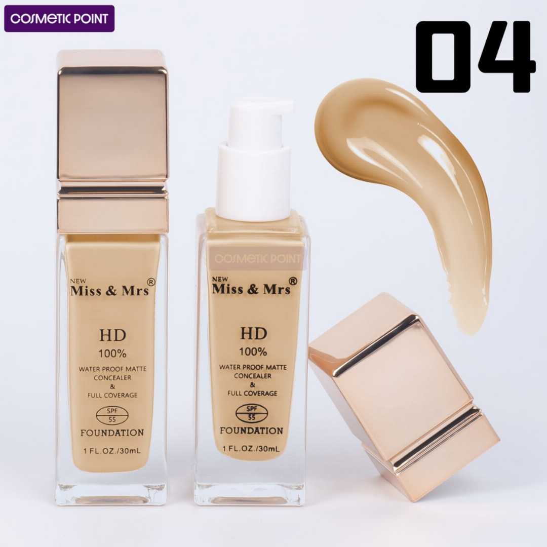 Miss,&,Mrs,HD,Waterproof,Matte,Full,Coverage,Foundation,30ml,(shade,-,04)