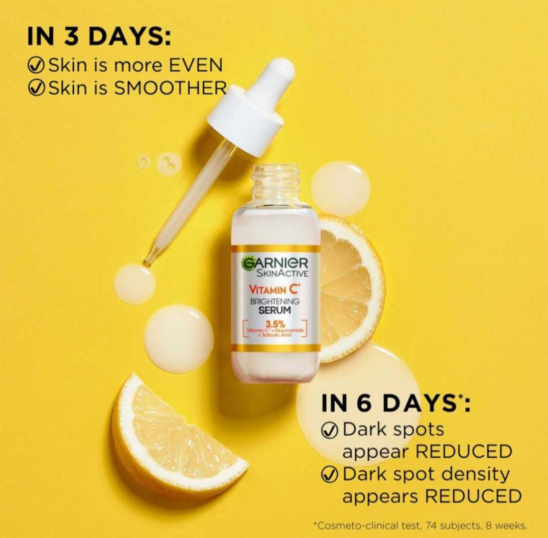 GARNIER,Bright,Complete,Overnight,Serum,(10%,Pure,Vitamin,C,Reduce,Skin,Blemishes,+,Brighten,Skin),15ml